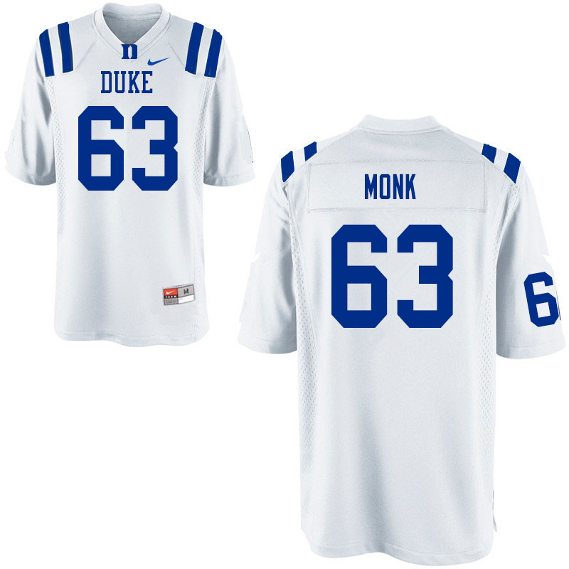 Men #63 Jacob Monk Duke Blue Devils College Football Jerseys Sale-White - Click Image to Close